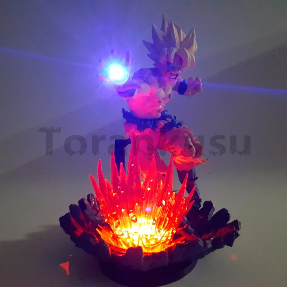 Dragon Ball Z фигурка Сон Гоку Супер Saiyan Kamehameha Мощный светодиодный свет 150 мм аниме Dragon Ball DBZ