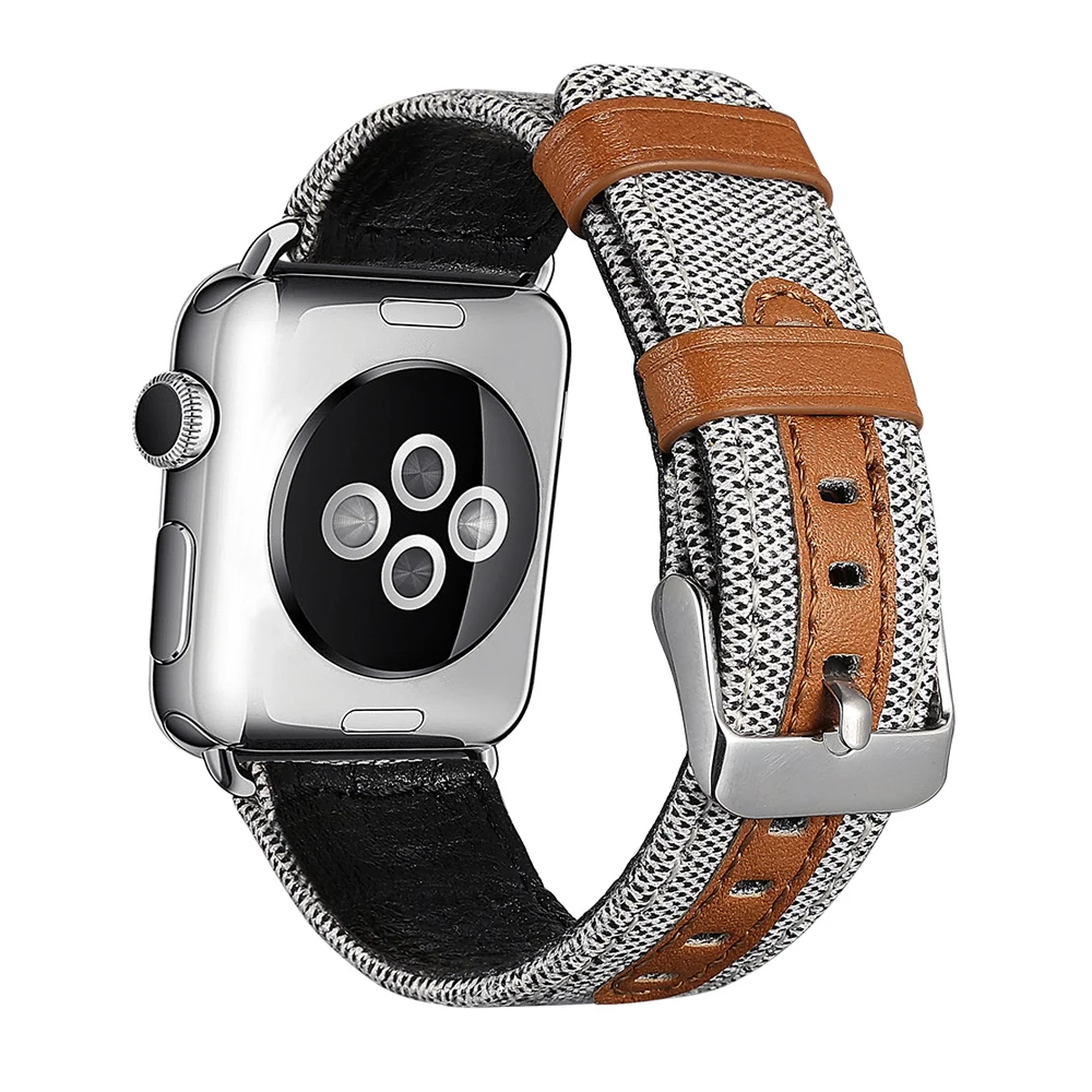 Холщовый ремешок для часов из натуральной кожи apple watch 42 мм/38 мм/44 мм/40 мм наручный