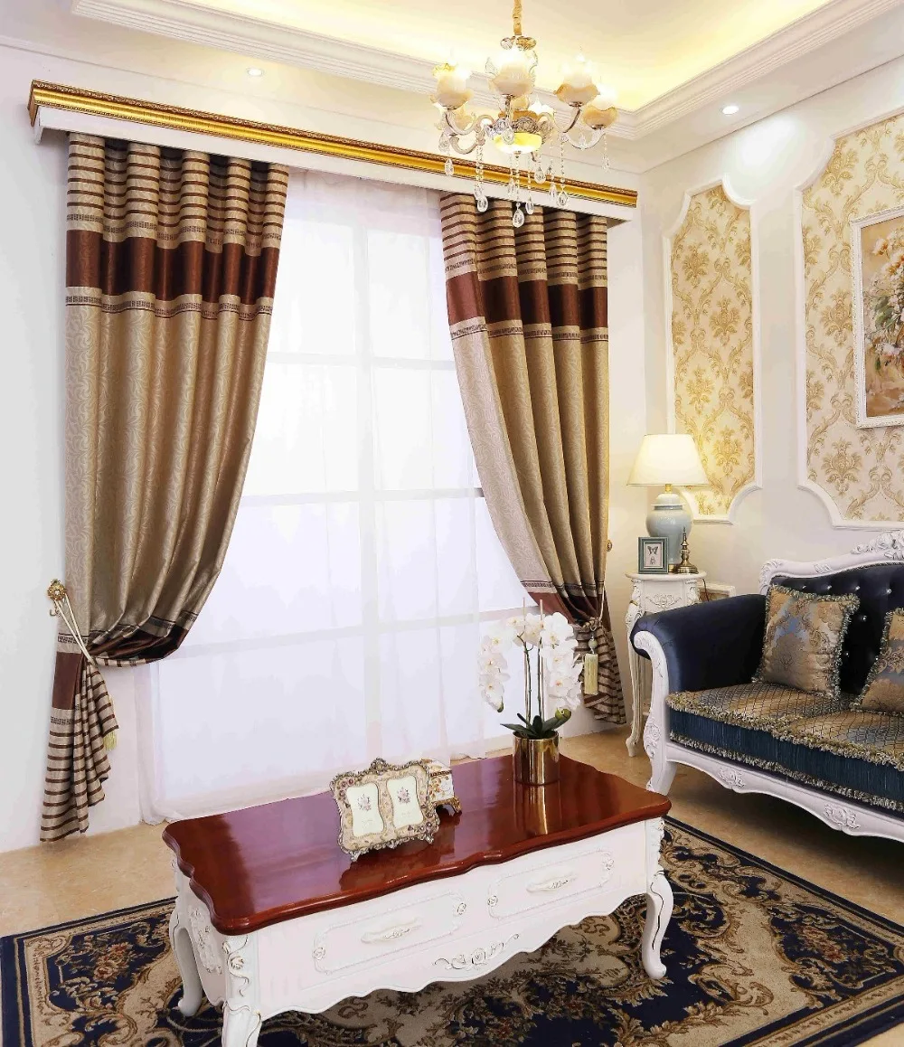 Современные полосатые искусственные оконные шторы стильные для гостиной