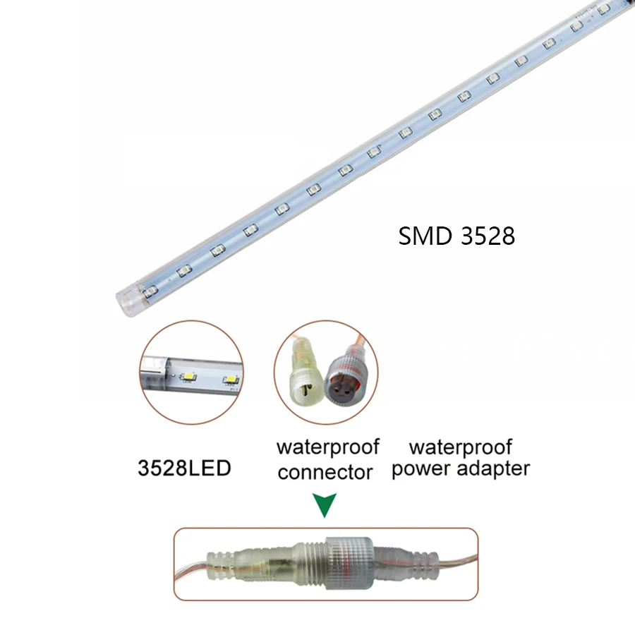 Coversage 50 см метеоритный дождь трубы 3528 SMD 2 шт. Рождественские огни Водонепроницаемый светодио дный рождественские Огни Xmas Строка открытый свет