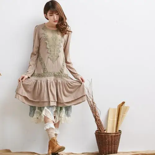 Хлопчатобумажное платье в стиле хиппи с длинным рукавом|autumn women dress|women dressdress plus |