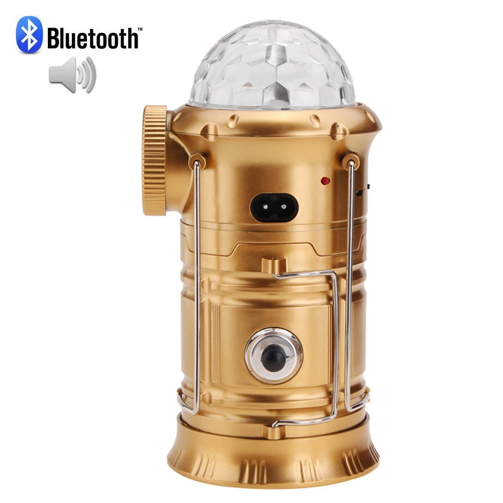 

LED Portable Camping Lantern with Bluetooth Speaker Stage Light Multifunctional Rechargeable Flashlight Tent Lamp Outdoor