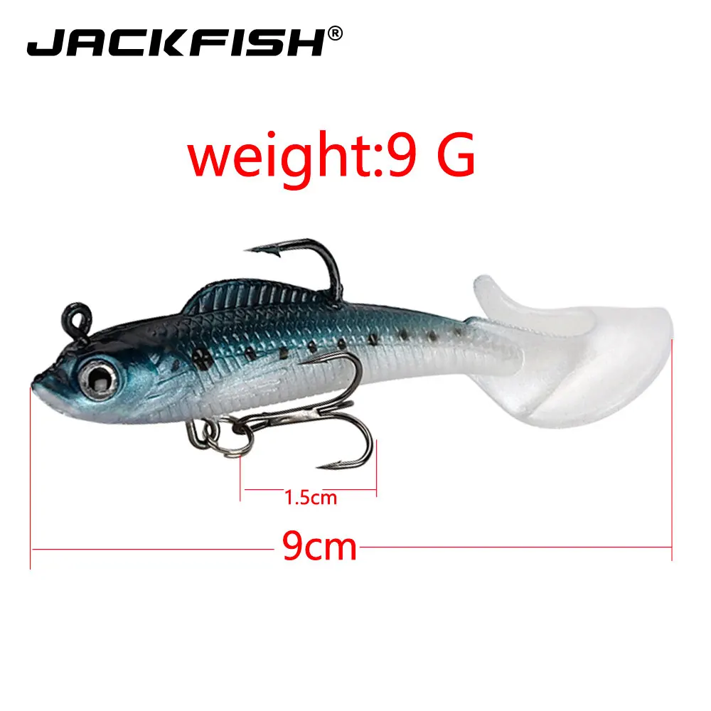 JACKFISH свинцовые рыболовные приманки с объемными глазами и хвостом мягкая