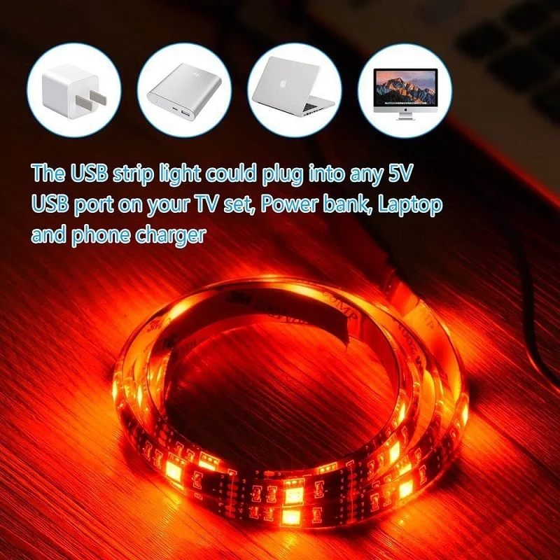 DC 5V USB мощность RGB пульт дистанционного управления Светодиодная лента 3528 SMD ТВ Настольный ПК экран подсветка и светильник 0,5 m 1m 2m bande de светодиодный