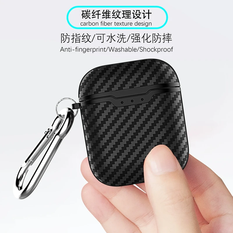 Чехол для Apple Airpods из мягкого углеродного волокна TWS чехол наушников защитный Charing
