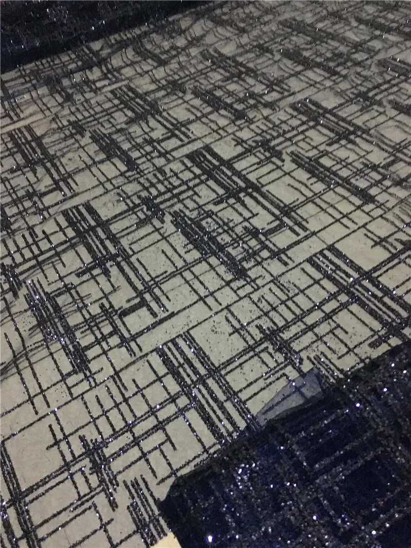 Красивый темно-синий цвет склеенная блестящая кружевная ткань последние YG-218 для