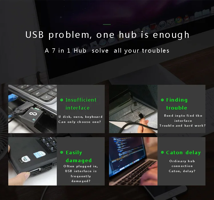Llano 7 портов USB 3,0 концентратор портативный USB3.0 сплиттер адаптер с микро usb питания для ноутбука