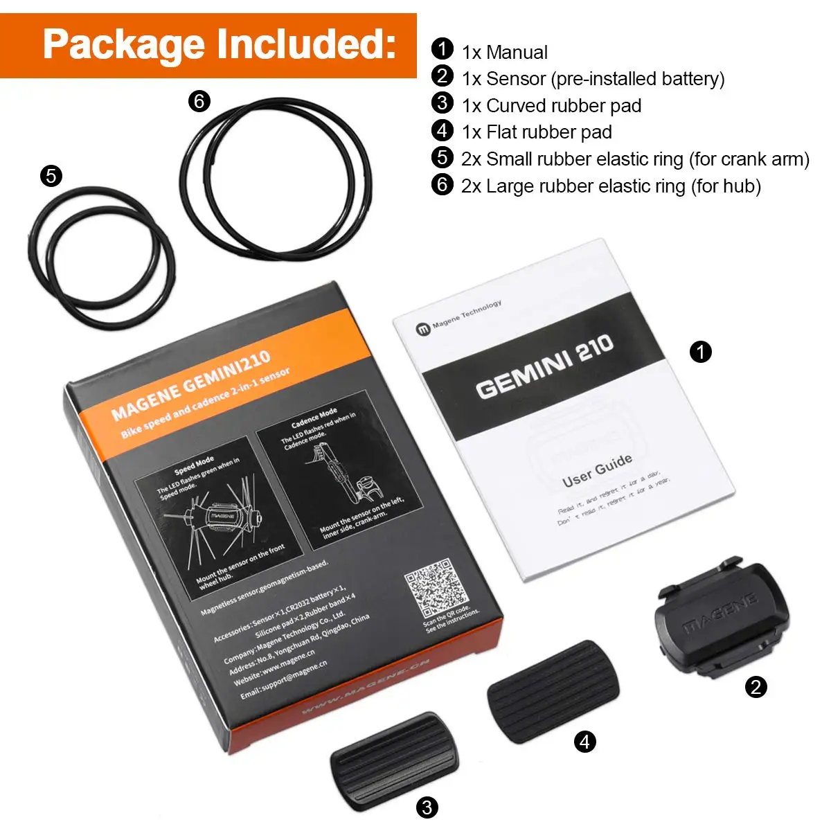 MAGENE gemini 210 датчик скорости cadence ant+ Bluetooth для Strava garmin bryton, велосипедный компьютер, измеритель мощности