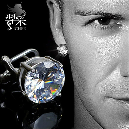 Мужские серьги из стерлингового серебра 925 пробы модные женские пусеты с камнями