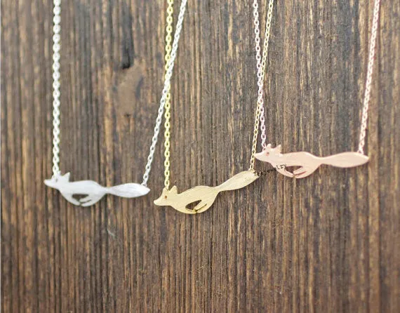 

Cute Running Fox Necklace Pendant Tiny Focks Origami Fox Charm Chain Necklaces Animal Jewelry for Women Girl Gifts