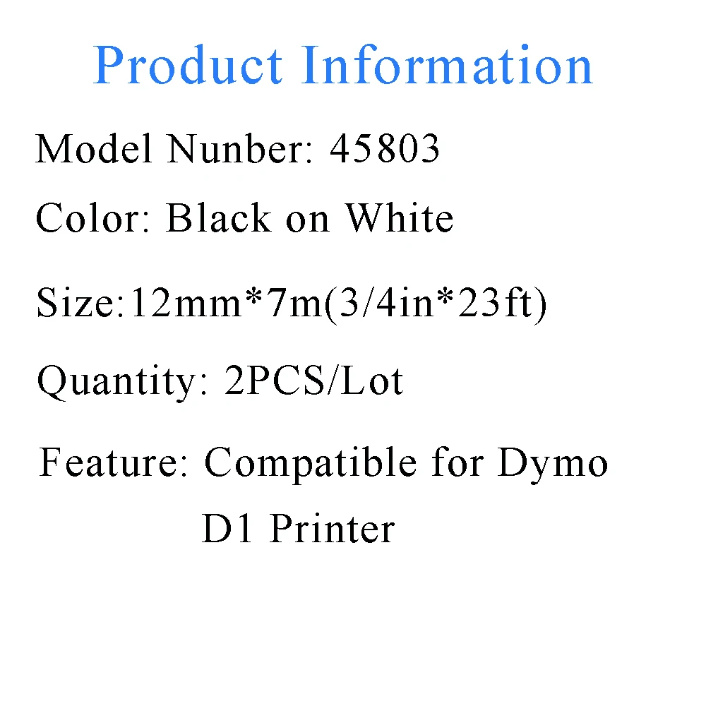 Ленты для принтера ярлыков UNISTAR 2 шт. ленты совместимые с DYMO Label Manager 45803 черные на