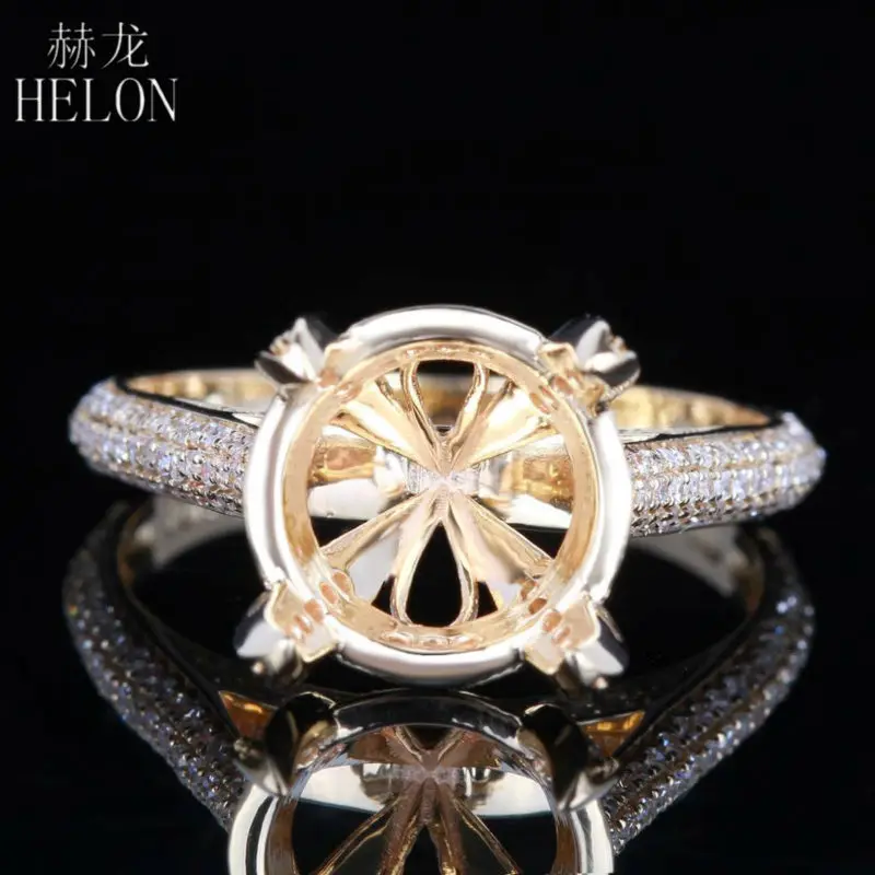 HELON 10-11 мм круглая огранка реальное 14K желтое золото 0.42ct бриллиант обручальное