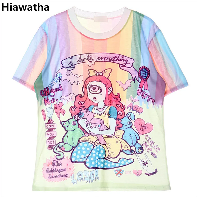 Гайавате принты с героями из мультфильма футболка для женщин Harajuku Стиль футболки