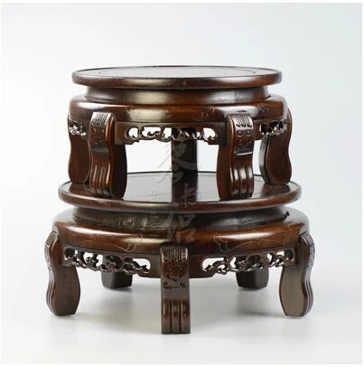 Red wood statues aquarium circular base bonsai Kistler jade vase flower holder a few crafts ornaments ottoman | Дом и сад