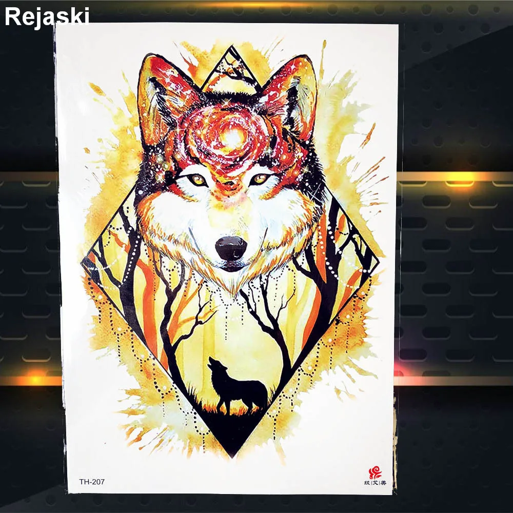 Временная татуировка для женщин и мужчин Galaxy Blue Wolf Fox наклейки макияжа поддельные