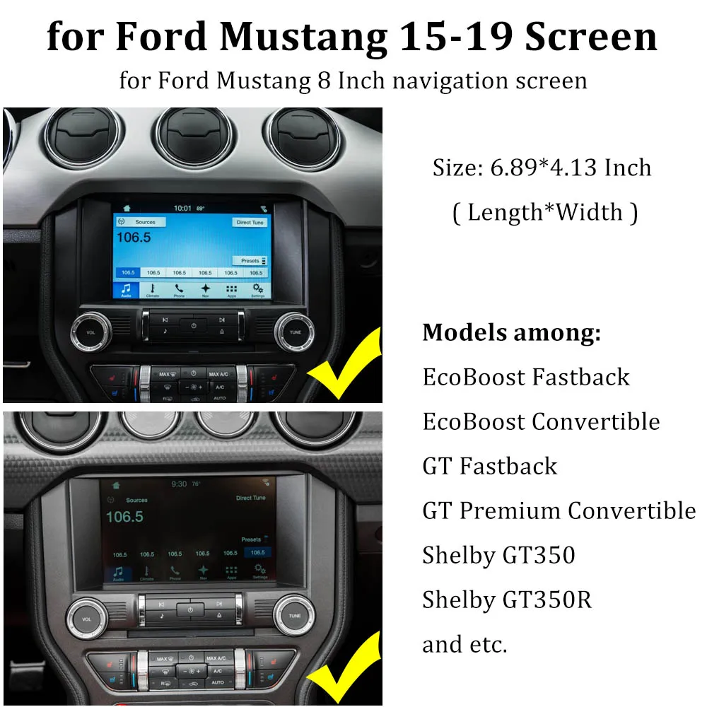Buendeer Car Navigation Screen Protector for Ford Mustang GT350 2015 - 2019 8-Inch In-Dash tempered film Auto interior | Автомобили и