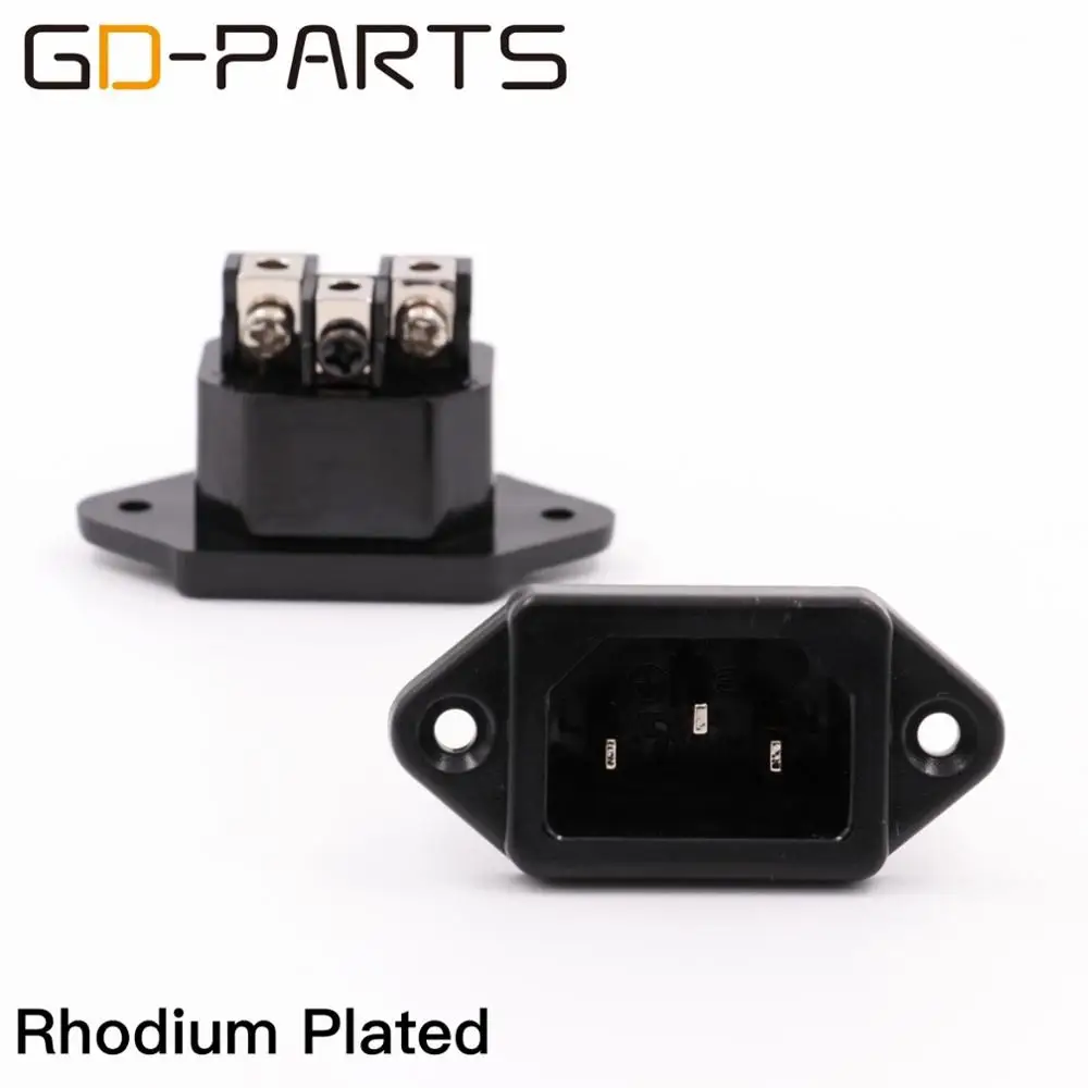 Rhodium Plated GD-PARTS IEC320 C14 3pin Мужской Разъем питания покрытие золотом и Родием Латунь шнур питания Входная розетка продается бесплатно - Цвет: Rhodium Plated