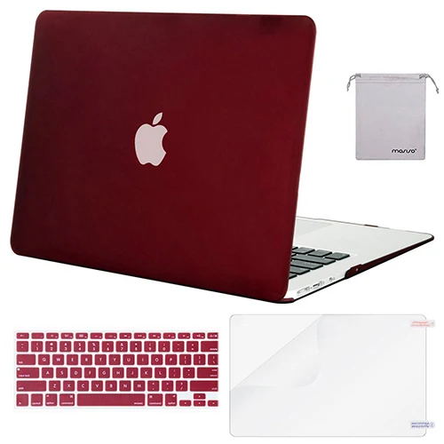 Marsala Red Защитный чехол для ноутбука Mosiso для MacBook Air 13 2013+ силиконовый чехол для клавиатуры/защита экрана/Сумка - Цвет: Marsala Red