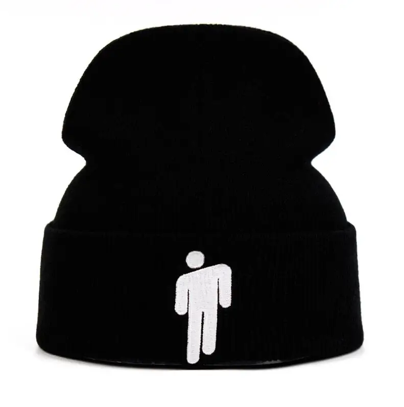 Черный Billie Eilish Beanie, 6 цветов, вязаная зимняя шапка, одноцветная, в стиле хип-хоп, вязанная шапка, шапка, аксессуар для костюма, подарки, теплая зимняя шапка - Цвет: Черный