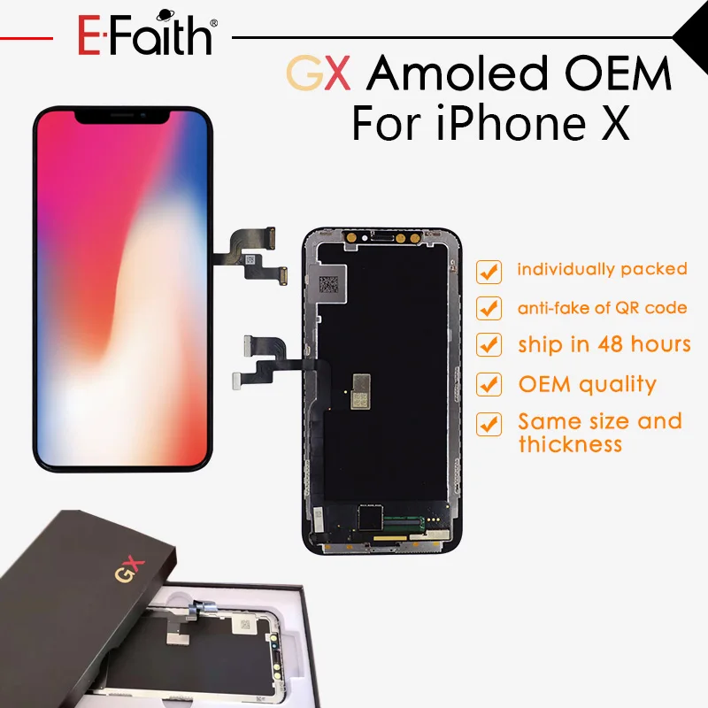EFaith10 шт. OLED GX AAA +++ Pantalla для Iphone X Incell ЖК дисплей сенсорный экран с 3D сенсорным