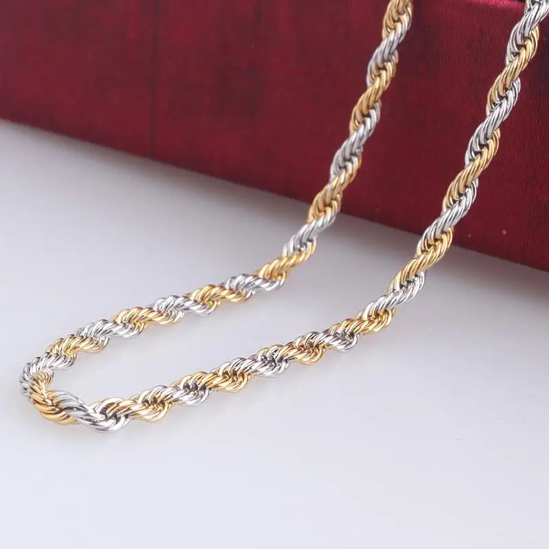 3 мм ширина Золото Цвет Серебряный крест конопли цветы цепи длина 60 см 316L ожерелье