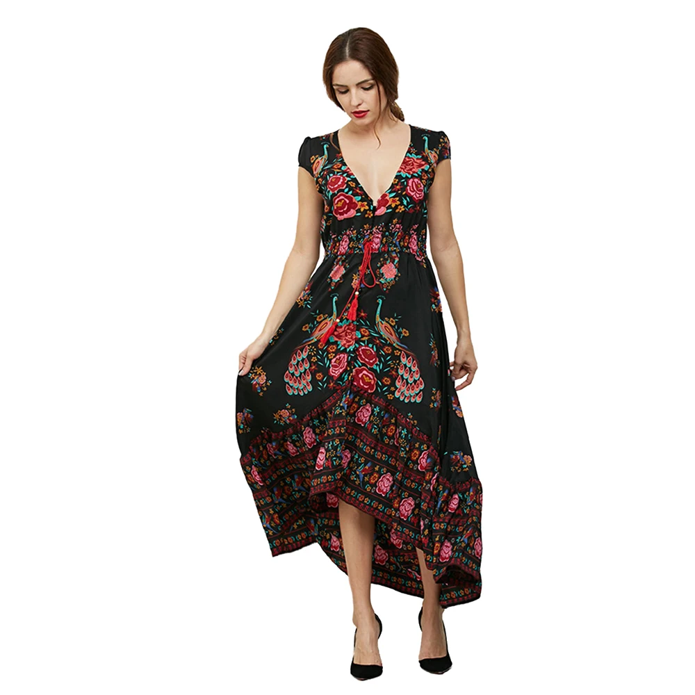 Livagirl 2017 Vestido длинное Цветочное платье ретро богемное Макси сексуальное