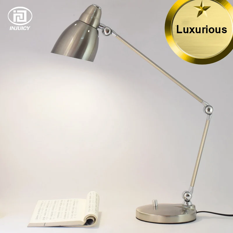 American Style Long Arm Folding LED Table Lights Hotel Computer Bedside Reading Eye Protection Rotary Switch Metal Desk Lamp | Лампы и