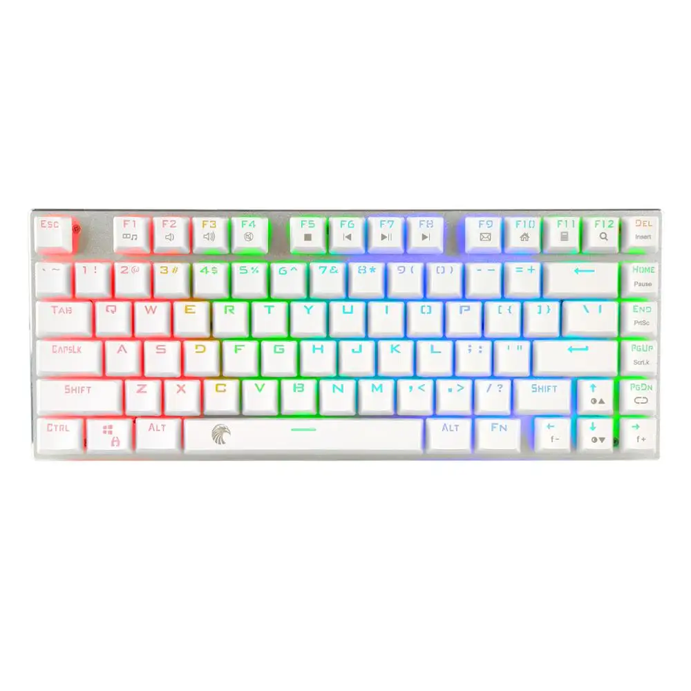 Z-88 TKL механическая клавиатура RGB светодиодный с подсветкой синие переключатели маленькая компактная алюминиевая игровая клавиатура со съемным кабелем, белая