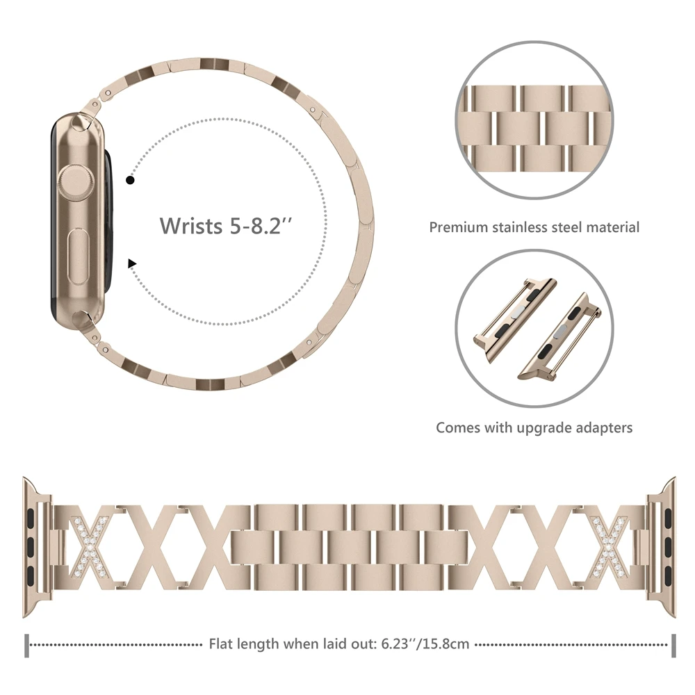 Женский ремешок Wearlizer для Apple Watch модный бриллиант металлический 38/42/40/44 мм iwatch 5 4 3 2