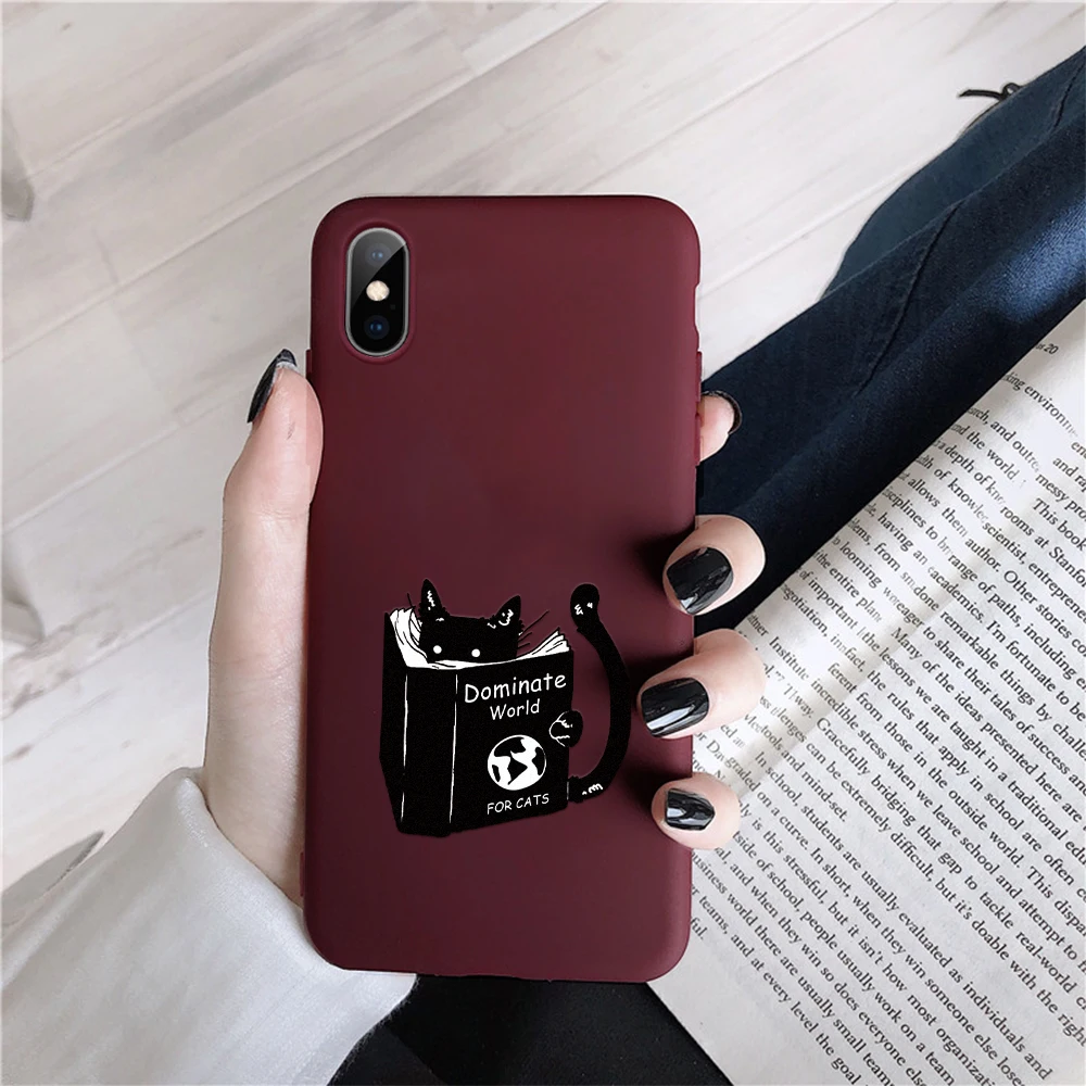 Бордовый и красный чехол для телефона iPhone 8 7 чехлы с рисунком сердечек животных 6