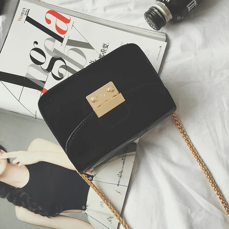 Augur маленькая сумка 2016 Новая мини через плечо женская на цепочке летняя Желейная