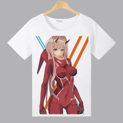 Мужская футболка из полиэстера с короткими рукавами New Anime DARLING in the FRANXX|t-shirt anime|anime