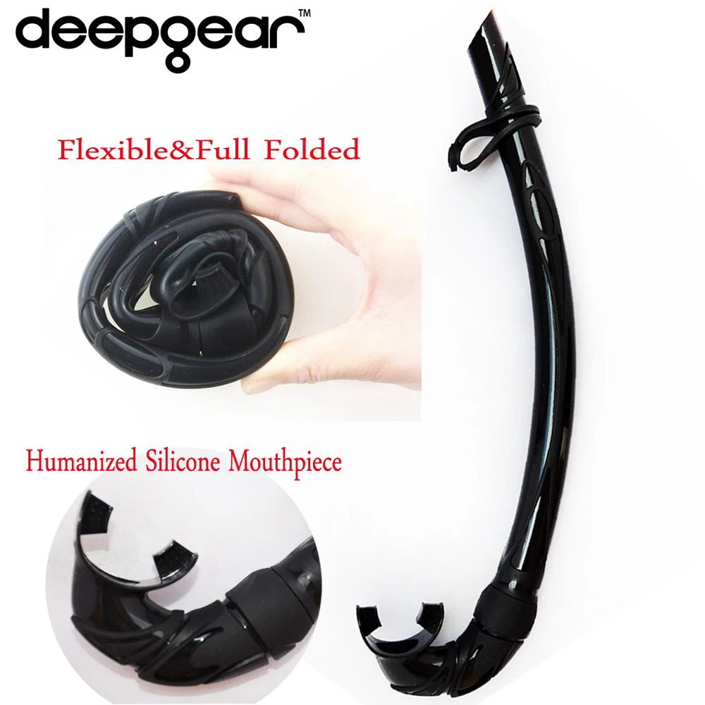 DEEPGEAR 100% liquid flexable silicone snorkel for adult freediving spearfishing Top diving and swimming |