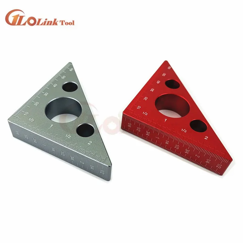 

Carpenter Workshop Aluminum Inch Alloy 45 Degree Angle Ruler Triangle Woodworking Multifunction Tool