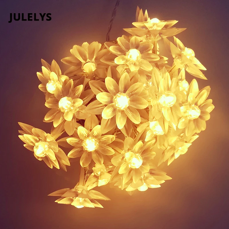 JULELYS 5 м 40 лампочек сказочные светильники с питанием от аккумулятора светодиодный свет шнура Рождественская гирлянда Оконное украшение для Праздничная Свадебная вечеринка