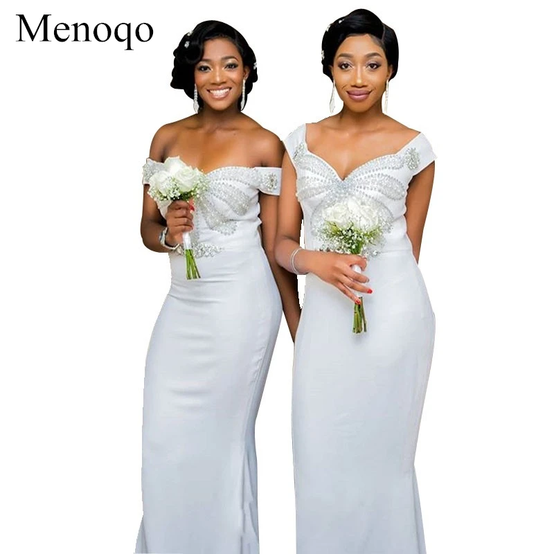 Mermaid Off Shoulder Sweetheart Bridesmaid Dress Long Ivory Women Wedding Guest Beaded Formal Gowns | Свадьбы и торжества