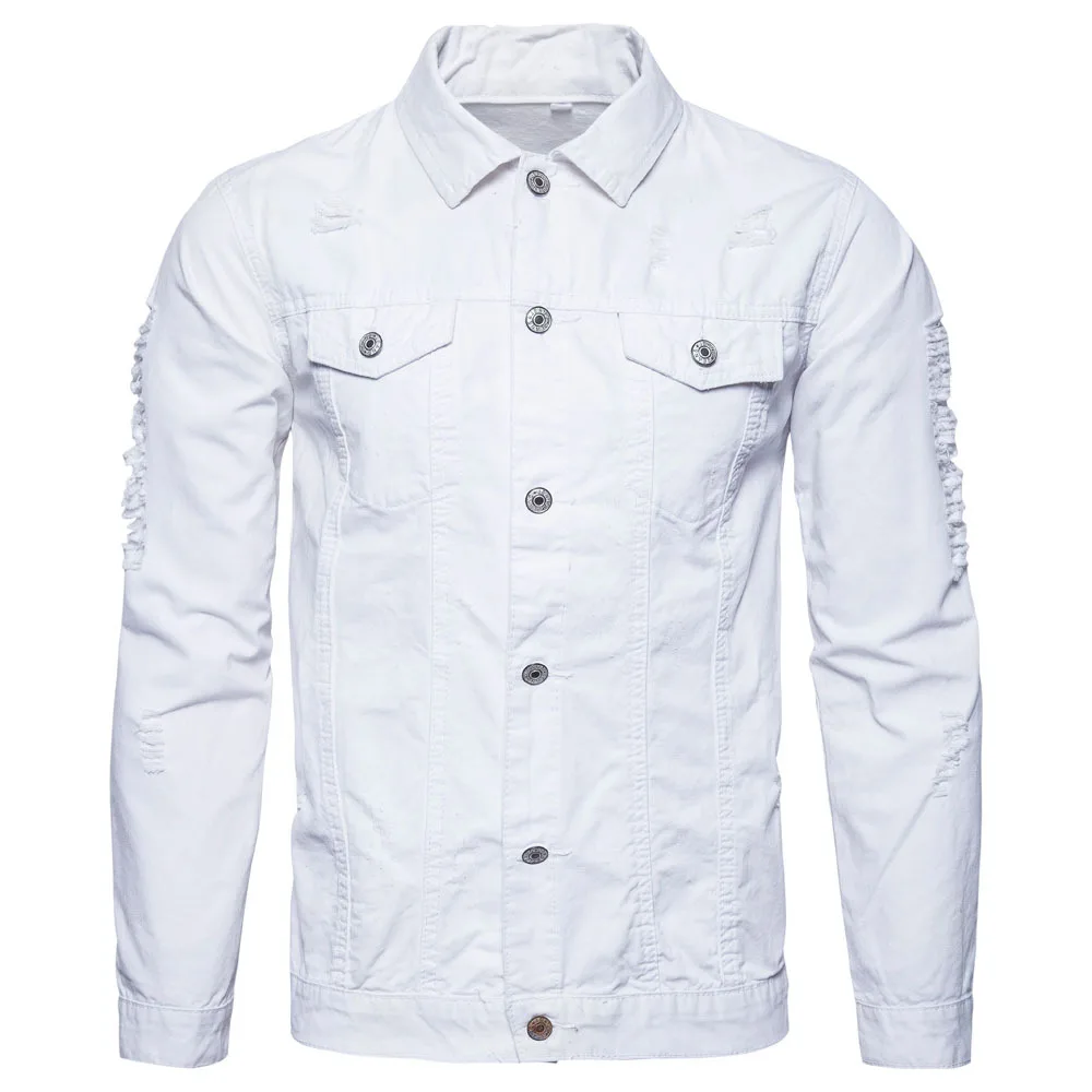

Men's wear and winter new men's casual pure color broken hole jacket coat