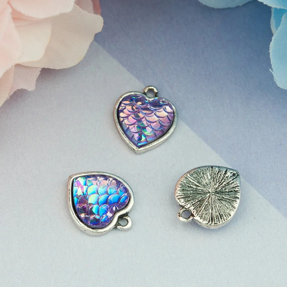 DoreenBeads Drusy Ювелирные изделия сердечко серебряного цвета Подвески многоцветные