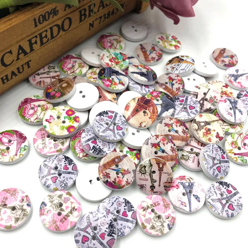 50 шт. башенные пуговицы с 2 отверстиями|2 hole wooden buttons|eiffel tower buttonclothing accessories |