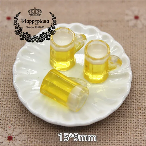 10pcs 10 шт 3D Kawaii полимерная пивная кружка имитация миниатюрного искусства с плоской задней стороной Кабошон DIY ремесло украшение, 15*9 мм - Цвет: 10pcs