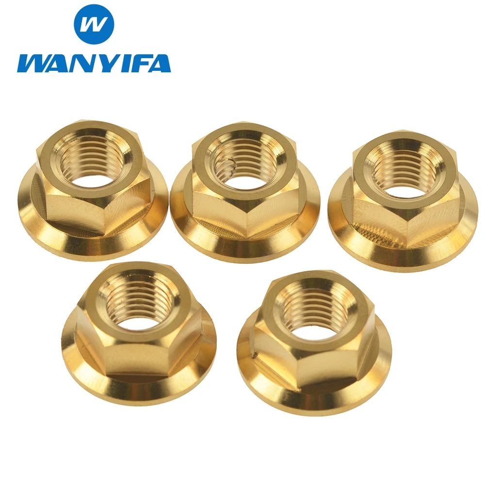 5 шт. Новый Wanyifa золото Велосипедный Спорт M10 Гайки m10 x 1.25 мм Шаг din6923 Титан ti фланец
