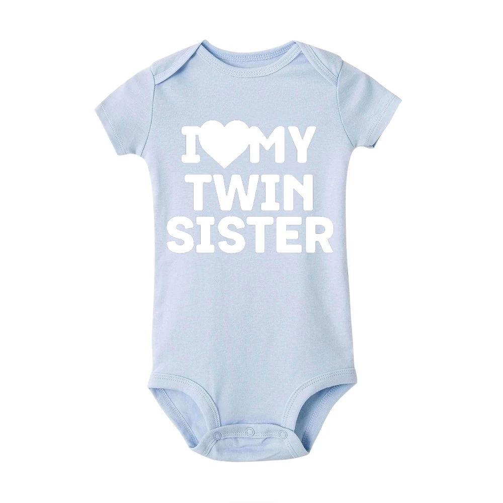 Новая повседневная белая одежда с надписью «I Love My Two Sister» хлопковый комбинезон с короткими рукавами для новорожденных мальчиков и девочек, одежда для малышей