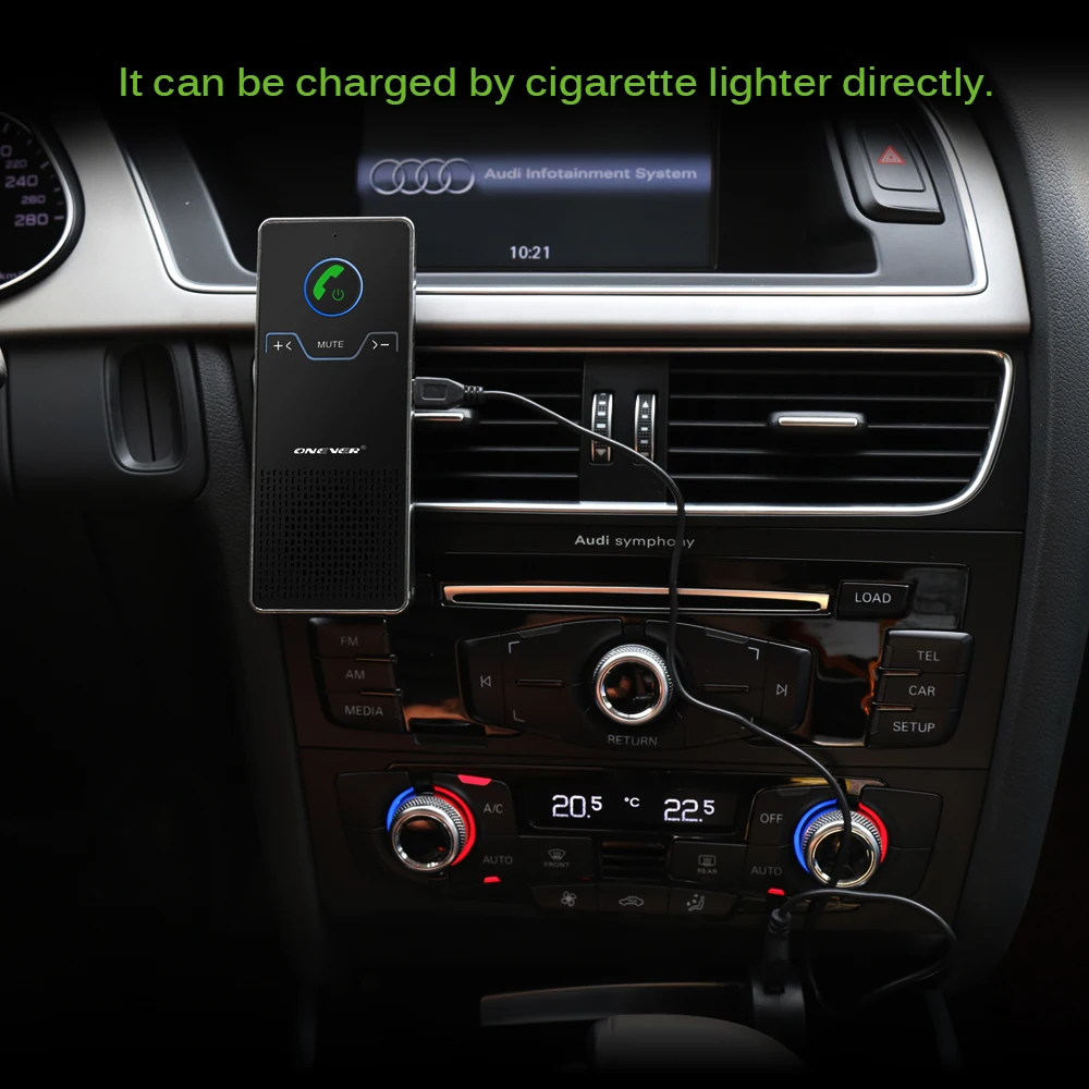 Onever беспроводной автомобильный комплект громкой связи с Bluetooth, элегантный передатчик громкой связи, автомобильный Громкая связь с автомобильным зарядным устройством, белый, черный