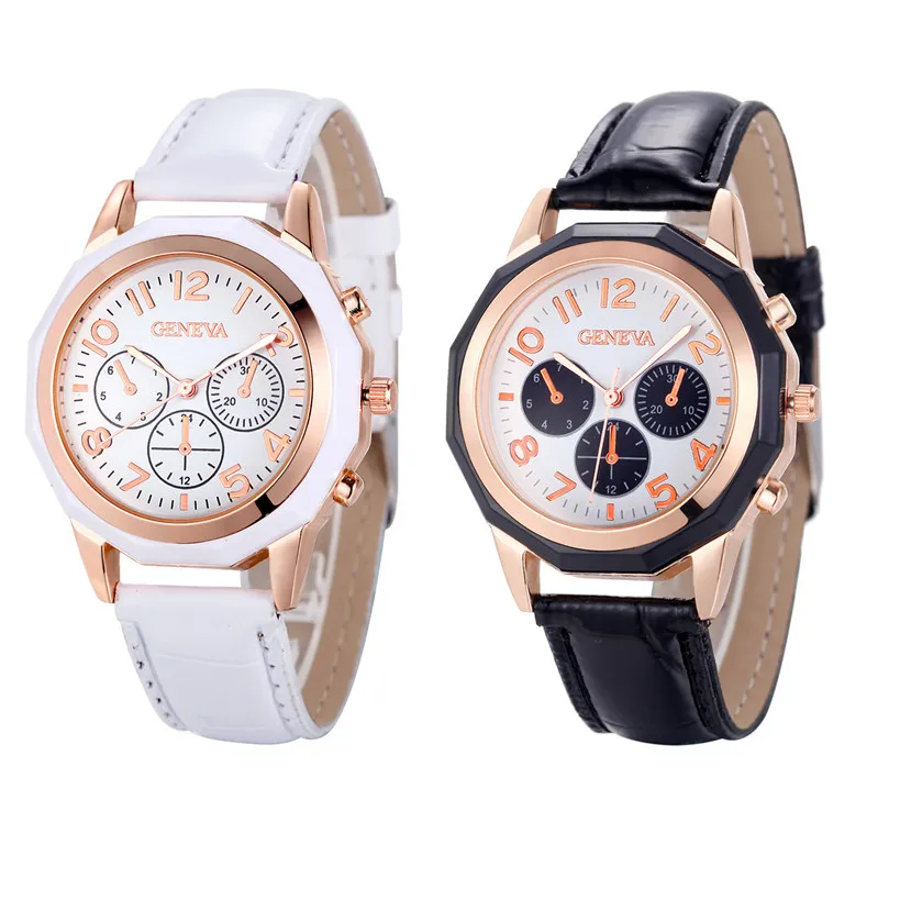 2017 модные женские часы с кожаным ремешком Кварцевые аналоговые наручные из