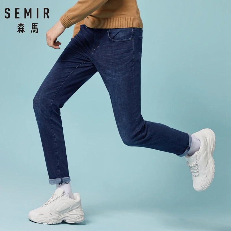 SEMIR 2018 новые мужские Стрейчевые повседневные джинсовые брюки узкие большого