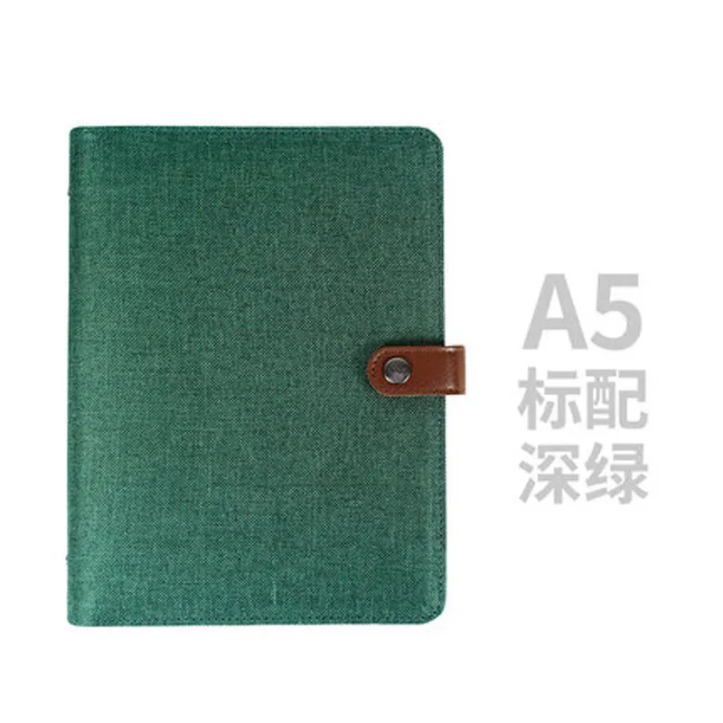 Yiwi A5 A6 Color Cloth Material Cover Notebook Snap Planner Journal Organizer Binder Stationery - Цвет: a5 Green