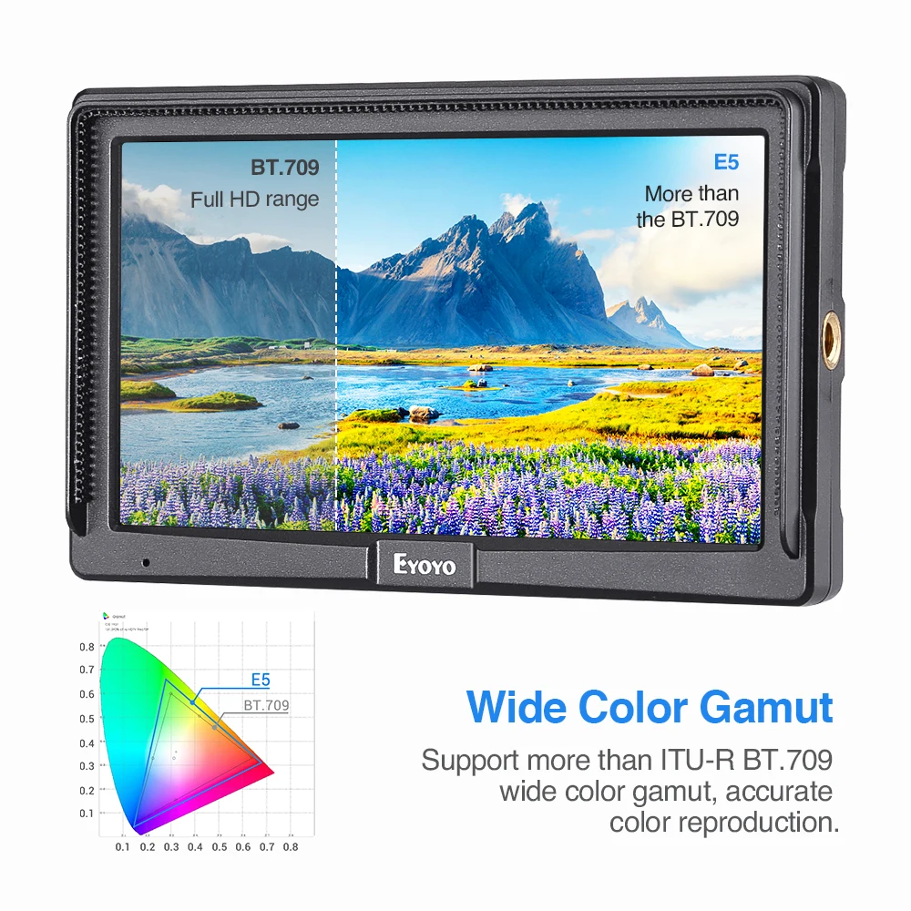 Eyoyo E5 " DSLR камера монитор небольшой HD фокус видео помощь полевой монитор lcd ips Full HD 1920x1080 4K HDMI вход выход батарея