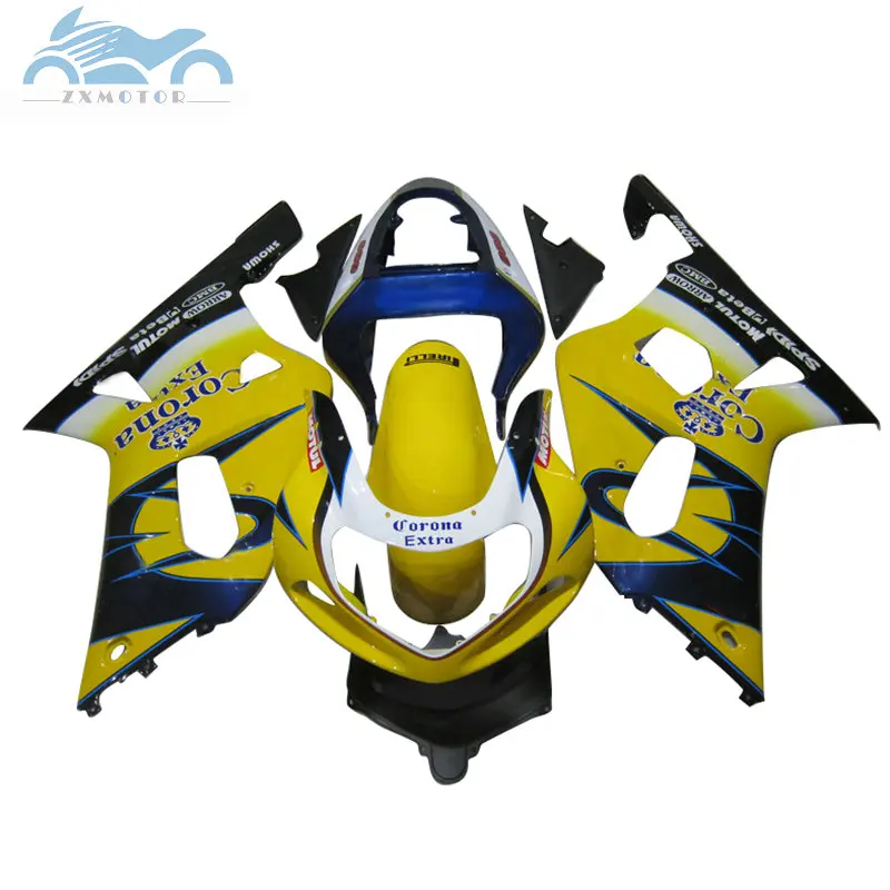 

Пользовательские Обтекатели для SUZUKI GSXR600 GSXR750 2001 2002 2003 детали GSXR 600 01 02 03 желтая Корона кузов