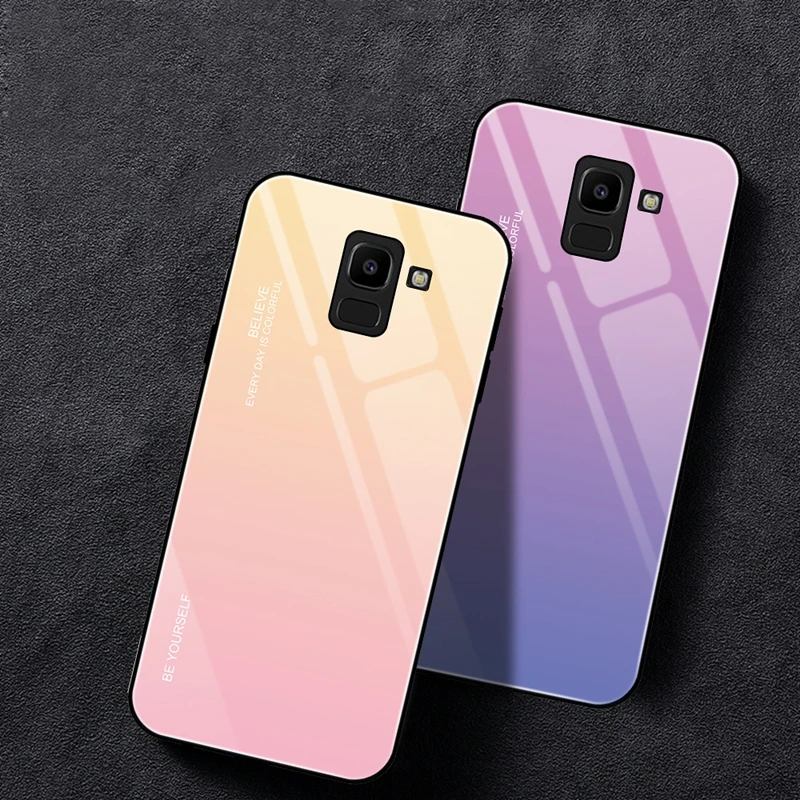 Градиентный чехол Aurora для Samsung Galaxy J4 2018 4J J400 J400F J400F/DS из закаленного стекла SM-J400F
