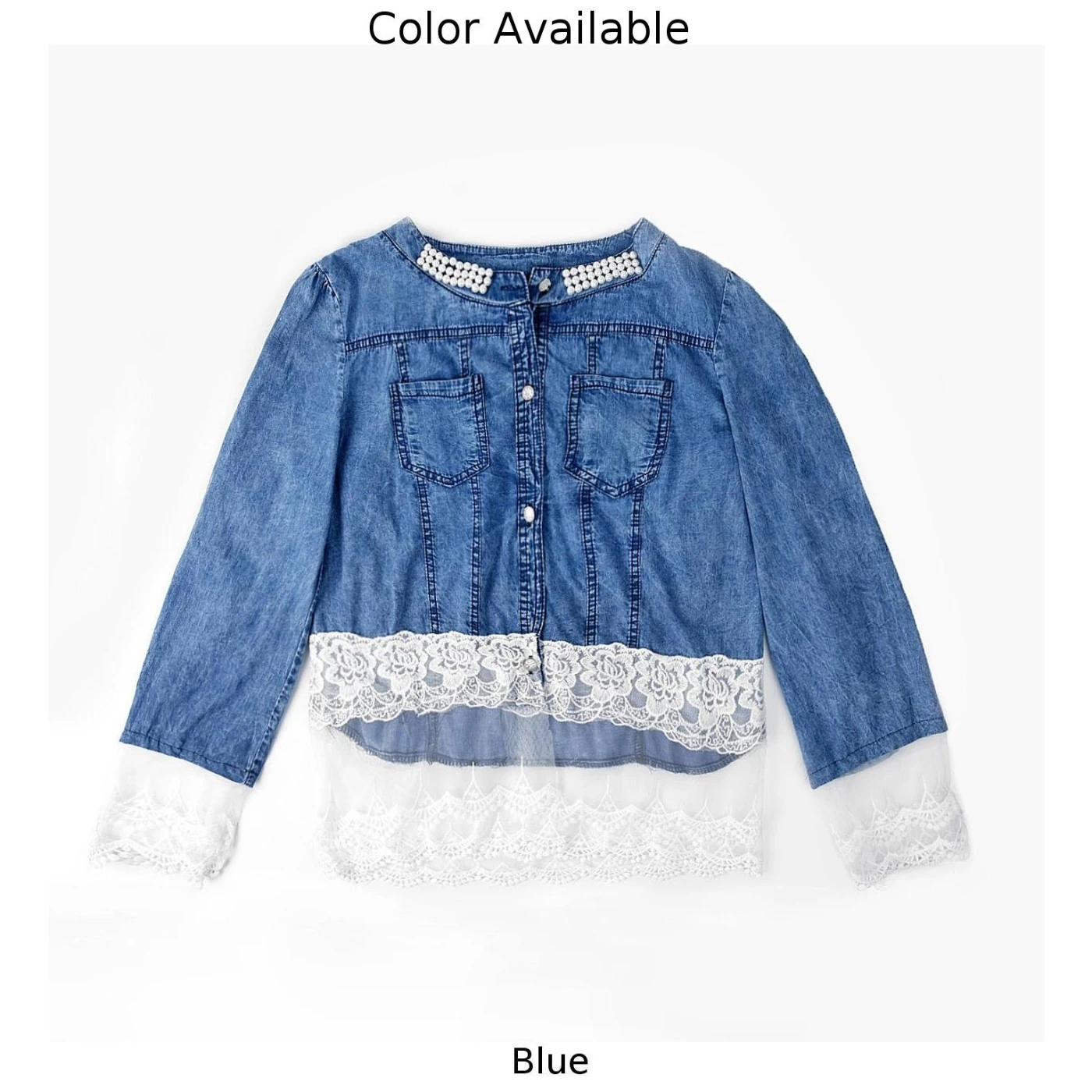 Женская джинсовая куртка кружевные джинсовые пальто с жемчужным воротником